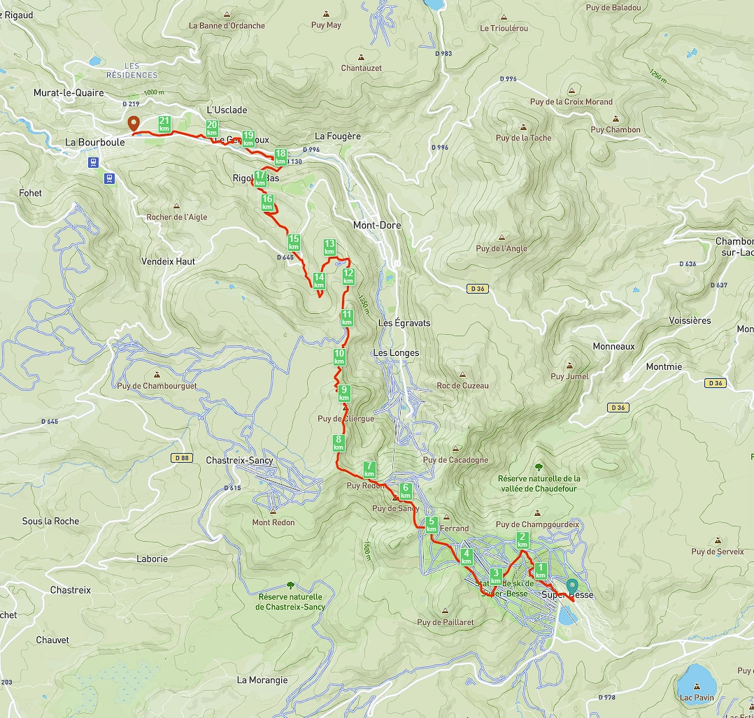 Carte du parcours - jour 7